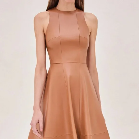 BEST Alexis England Midi Dress - Saddle Tan Beige Cocktail Party Casual Formal - Picture 4 of 8